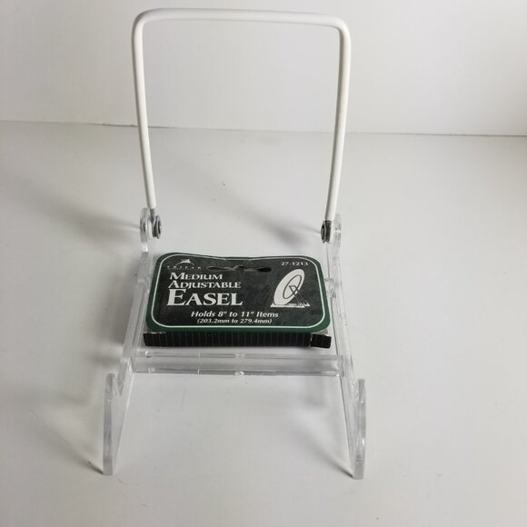 NWT Adjustable Medium Clear/White Easel, Smart Phone Stand, Holds 8"-11" items! - Picture 4 of 9